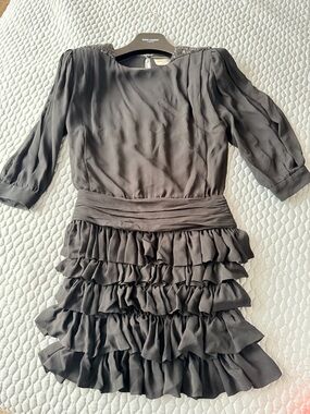 Saint Laurent Dark Gray Ruffled Tiered Waist Dress